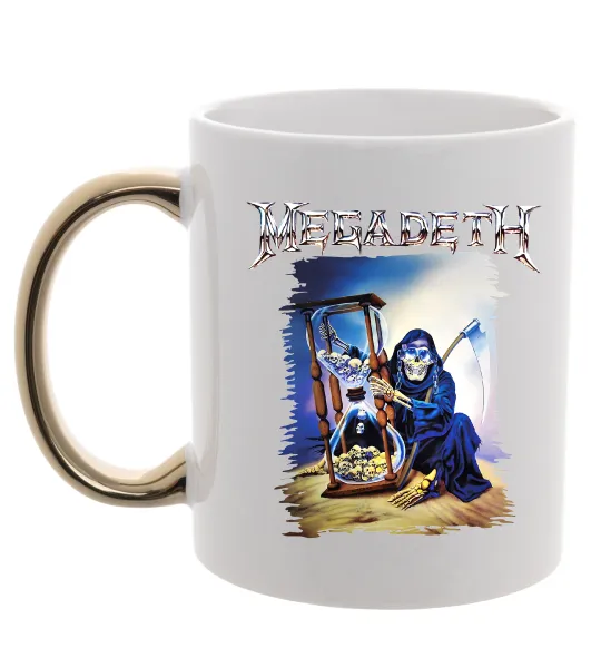 Чашка з кольоровою ручкою Megadeth poster Золото фото