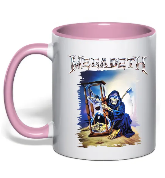 Чашка з кольоровою ручкою Megadeth poster Ніжно рожевий фото