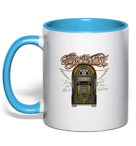 Чашка с цветной ручкой Aerosmith let the music do Голубой фото