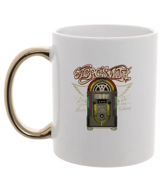 Чашка с цветной ручкой Aerosmith let the music do Золото фото