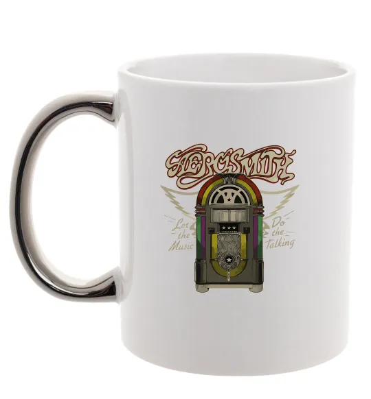 Чашка с цветной ручкой Aerosmith let the music do Серебро фото