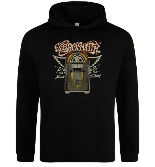 Мужская толстовка (худи) Aerosmith let the music do Черный фото