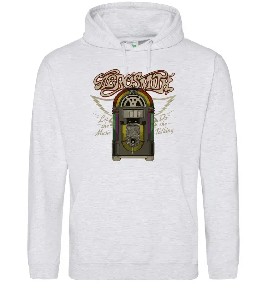 Мужская толстовка (худи) Aerosmith let the music do Серый меланж фото