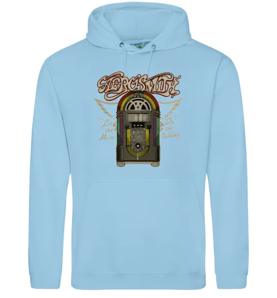 Чоловіча толстовка (худі) Aerosmith let the music do Блакитний фото