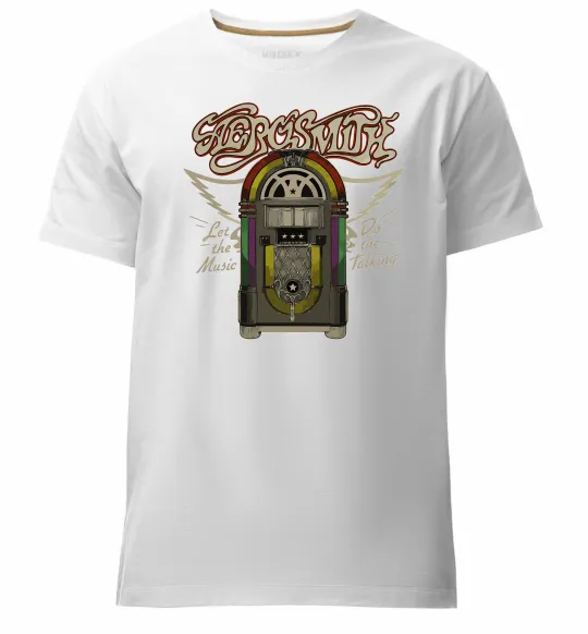 Чоловіча преміум футболка Aerosmith let the music do Білий фото