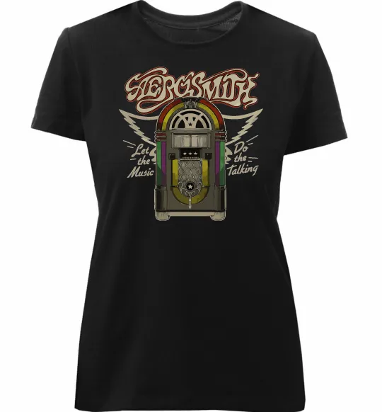 Женская премиум футболка Aerosmith let the music do Черный фото