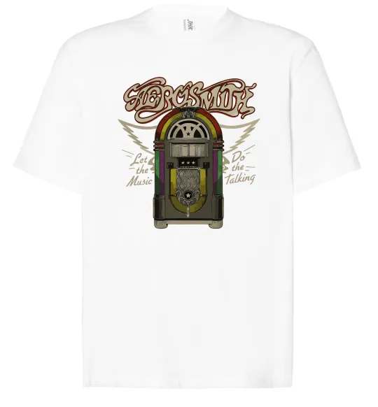 Футболка Оверсайз Aerosmith let the music do Белый фото