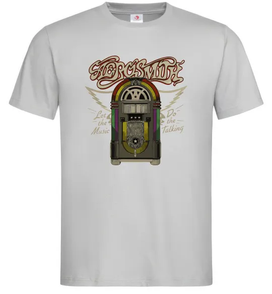 Мужская футболка Aerosmith let the music do Серый фото