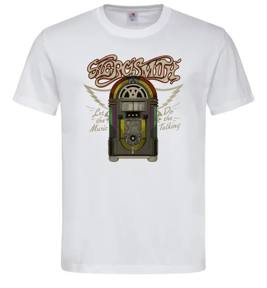 Мужская футболка Aerosmith let the music do Белый фото