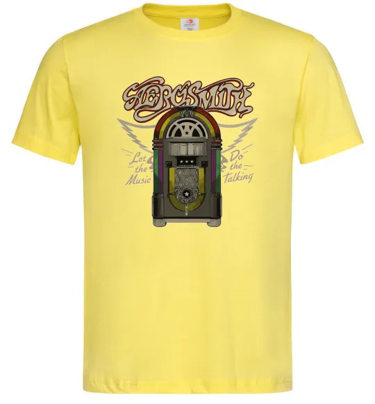 Мужская футболка Aerosmith let the music do Лимонный фото