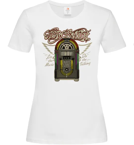 Жіноча футболка Aerosmith let the music do Білий фото