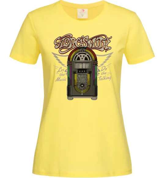Жіноча футболка Aerosmith let the music do Лимонний фото