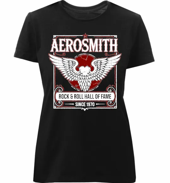 Женская премиум футболка Aerosmith hall of fame Черный фото