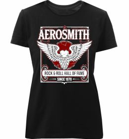 Женская премиум футболка Aerosmith hall of fame Женская премиум футболка Aerosmith hall of fame