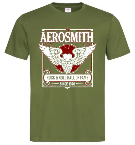 Мужская футболка Aerosmith hall of fame Оливковый фото