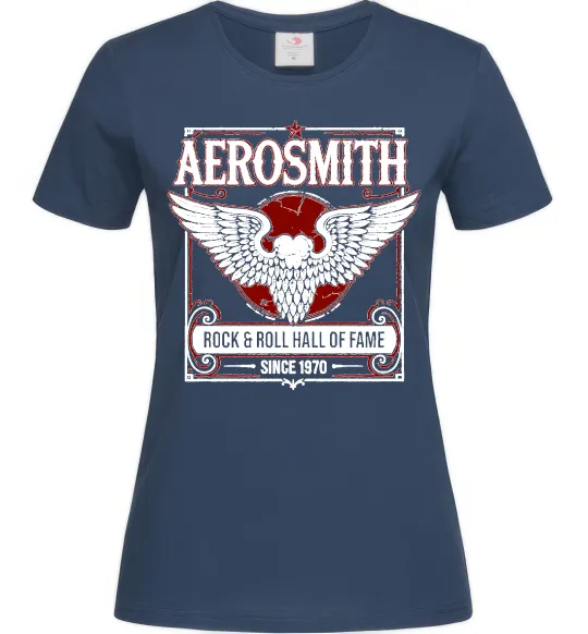 Женская футболка Aerosmith hall of fame Темно-синий фото