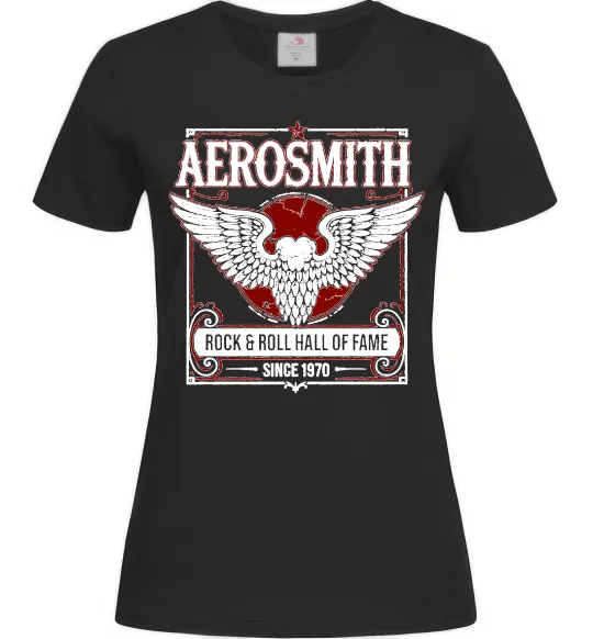 Женская футболка Aerosmith hall of fame Черный фото