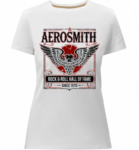 Женская премиум футболка Aerosmith hall of fame Белый фото