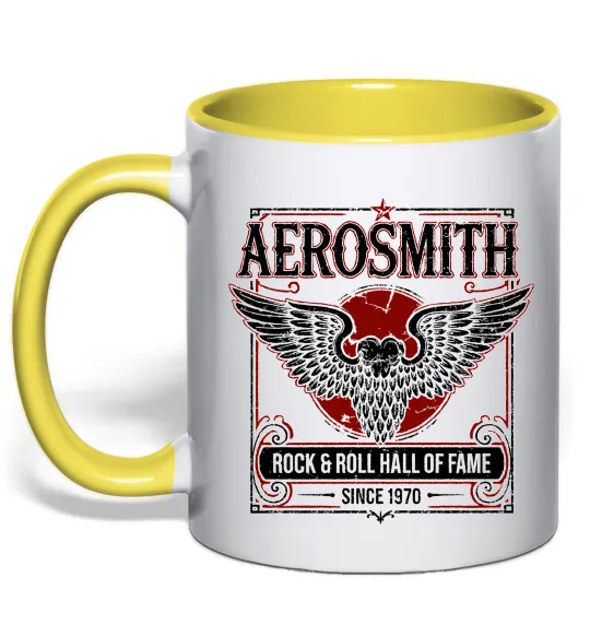 Чашка с цветной ручкой Aerosmith hall of fame Солнечно желтый фото