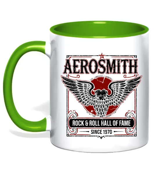 Чашка з кольоровою ручкою Aerosmith hall of fame Лаймовий фото