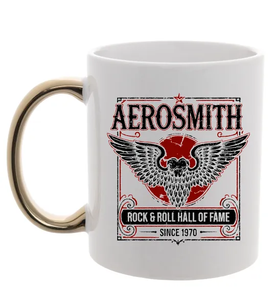 Чашка с цветной ручкой Aerosmith hall of fame Золото фото