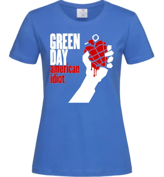 Женская футболка Green day american idiot Ярко-синий фото