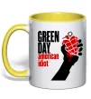 Чашка с цветной ручкой Green day american idiot Солнечно желтый Чашка с цветной ручкой Green day american idiot Солнечно желтый фото