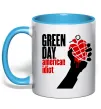 Чашка с цветной ручкой Green day american idiot Голубой Чашка с цветной ручкой Green day american idiot Голубой фото
