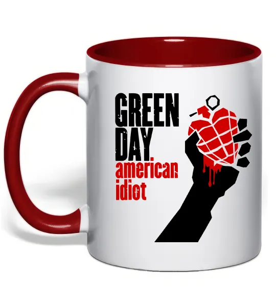 Чашка с цветной ручкой Green day american idiot Красный фото