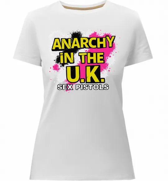 Женская премиум футболка Anarchy in the UK Белый фото