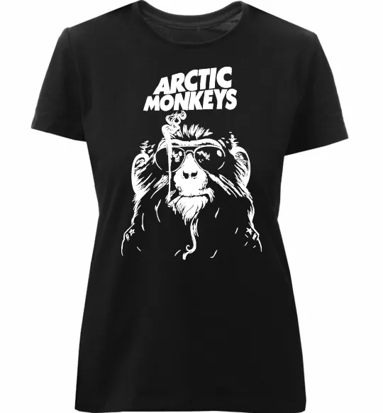 Женская премиум футболка Arctic Monkeys smoking Черный фото