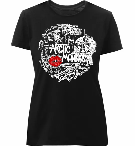 Женская премиум футболка Arctic Monkeys songs Черный фото
