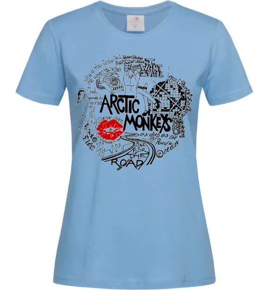 Женская футболка Arctic Monkeys songs Голубой фото