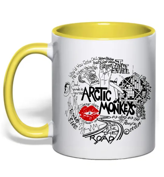Чашка с цветной ручкой Arctic Monkeys songs Солнечно желтый фото