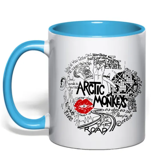 Чашка с цветной ручкой Arctic Monkeys songs Голубой фото