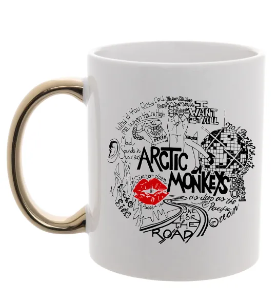 Чашка с цветной ручкой Arctic Monkeys songs Золото фото