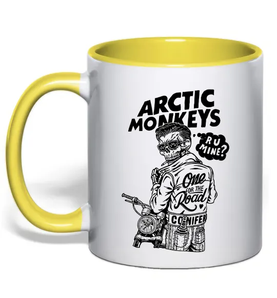 Чашка з кольоровою ручкою Arctic Monkeys R U Mine? Сонячно жовтий фото