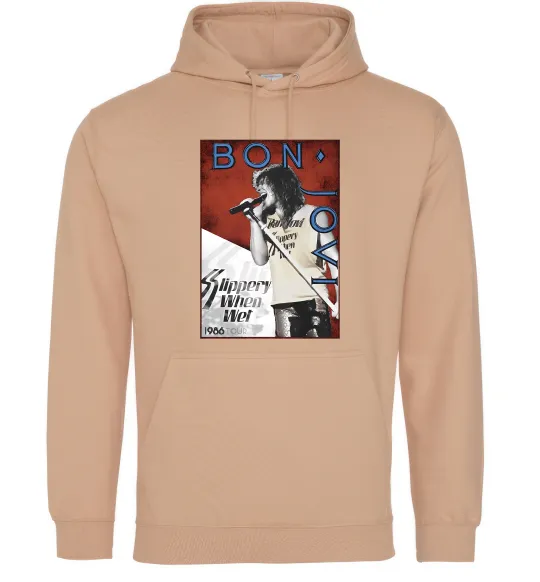 Мужская толстовка (худи) Bon Jovi 1986 Песочный фото
