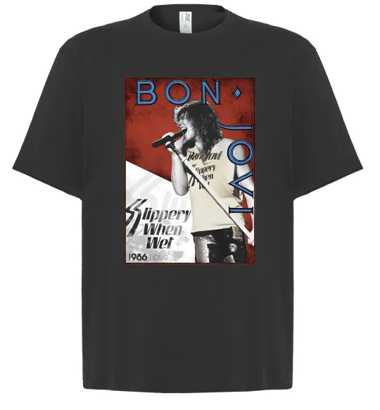 Футболка Оверсайз Bon Jovi 1986 Черный фото