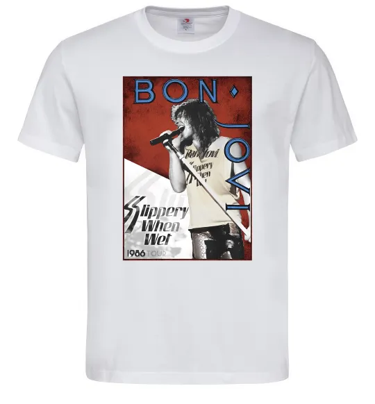 Мужская футболка Bon Jovi 1986 Белый фото