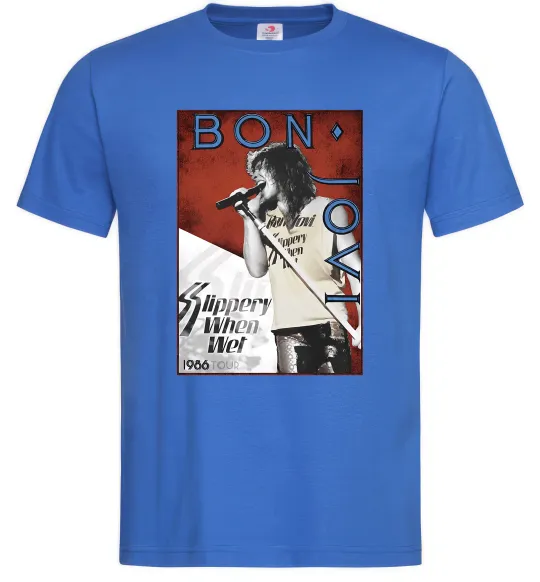 Мужская футболка Bon Jovi 1986 Ярко-синий фото