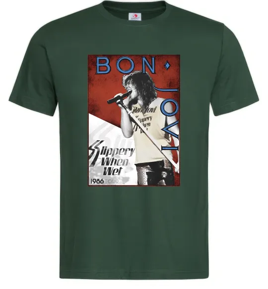 Мужская футболка Bon Jovi 1986 Темно-зеленый фото