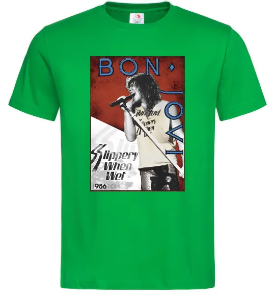 Мужская футболка Bon Jovi 1986 Зеленый фото