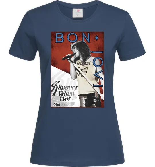 Женская футболка Bon Jovi 1986 Темно-синий фото