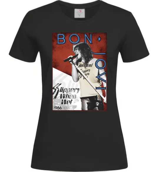 Женская футболка Bon Jovi 1986 Черный фото