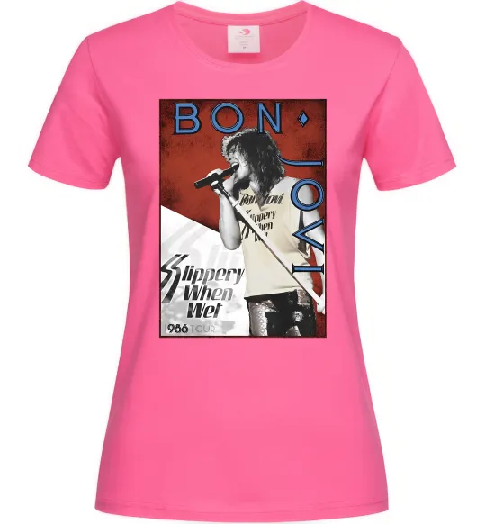 Женская футболка Bon Jovi 1986 Ярко-розовый фото
