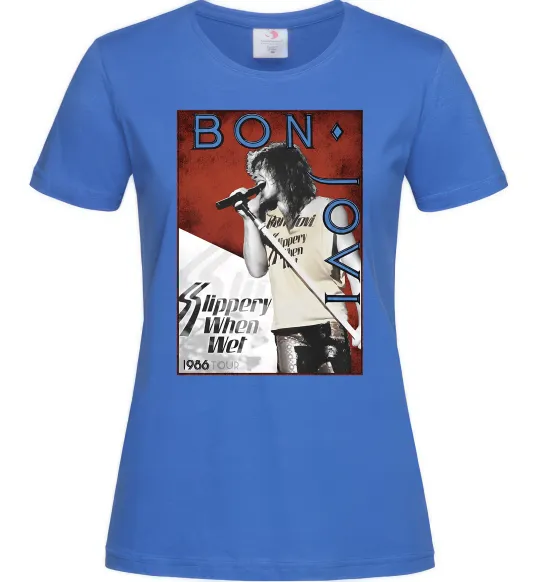 Женская футболка Bon Jovi 1986 Ярко-синий фото