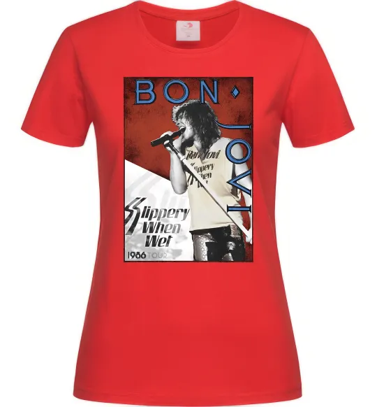 Женская футболка Bon Jovi 1986 Красный фото