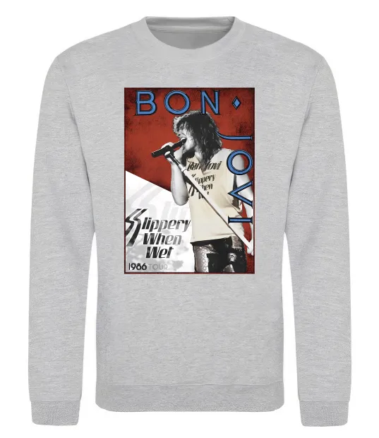 Свитшот Bon Jovi 1986 Серый меланж фото