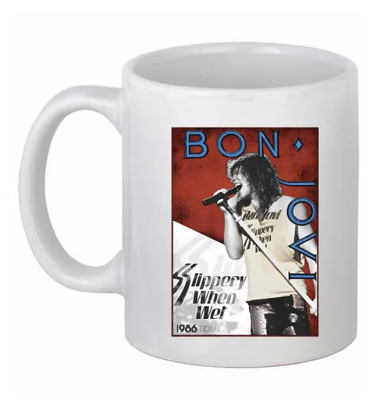 Чашка керамическая Bon Jovi 1986 Белый фото